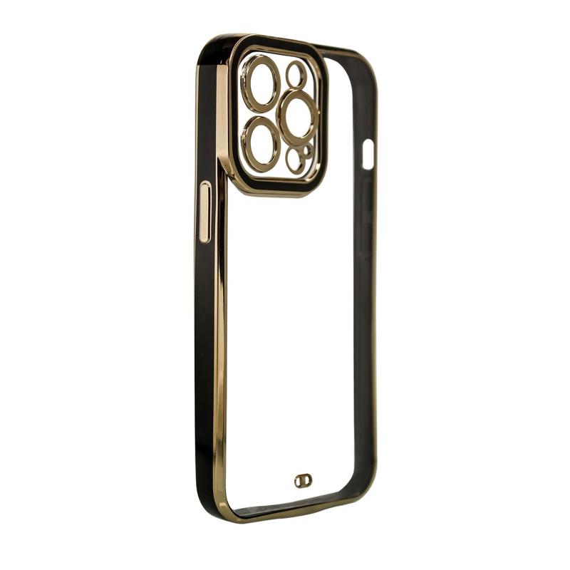 Gold Frame Gel Case Back Cover (iPhone 13 Pro) black