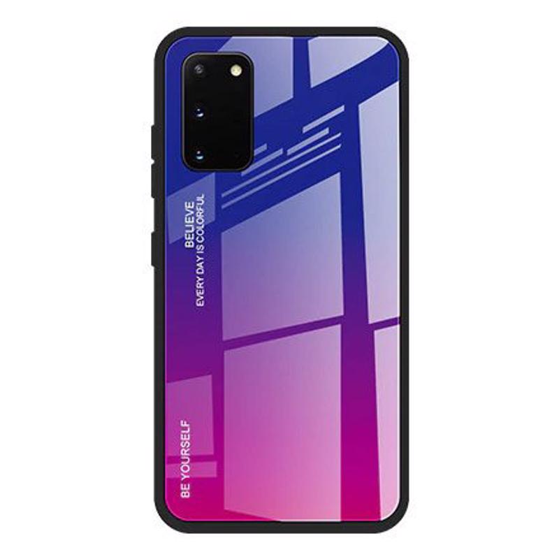 Tempered Glass Case Back Cover (Samsung Galaxy A41) pink-purple