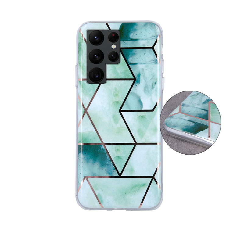 Geometric Marmur Case Back Cover (Samsung Galaxy S22 Ultra) green