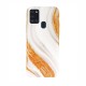 Marble Stone Case Back Cover (Samsung Galaxy A21S) design 1 white-orange