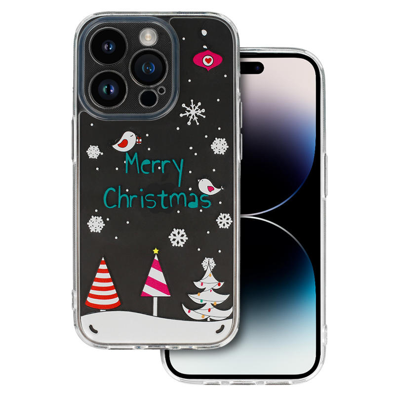 Christmas Back Cover Case (iPhone 14 Pro) D4 clear snow mountain