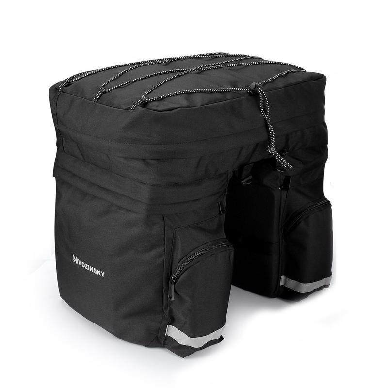 Wozinsky Bicycle Pannier Bag για σχάρα με ιμάντα ώμου και θήκη μπουκαλιού 60L black (WBB13BK)