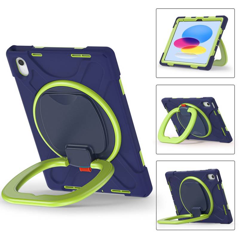 Tech-Protect X-Armor Back Cover Stand Case (iPad 10.9 2022) navy-lime