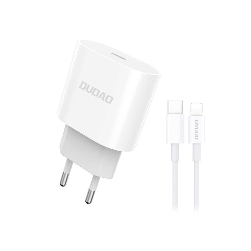 Dudao Wall Charger Type-C + Lightning PD Cable 20W (A8SEU) white