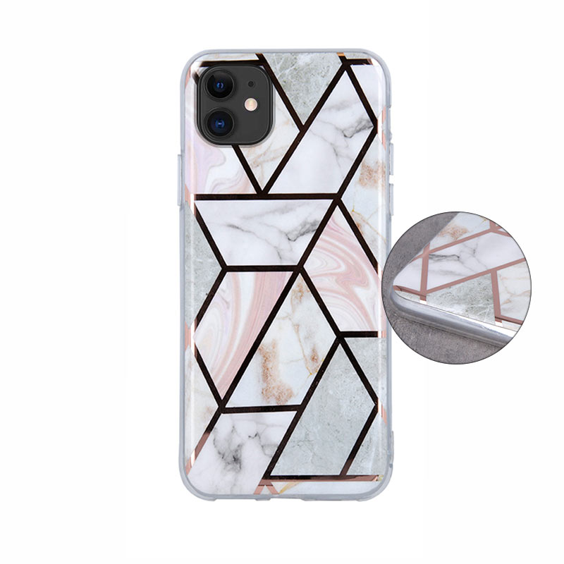 Geometric Marmur Case Back Cover (iPhone 11) pink