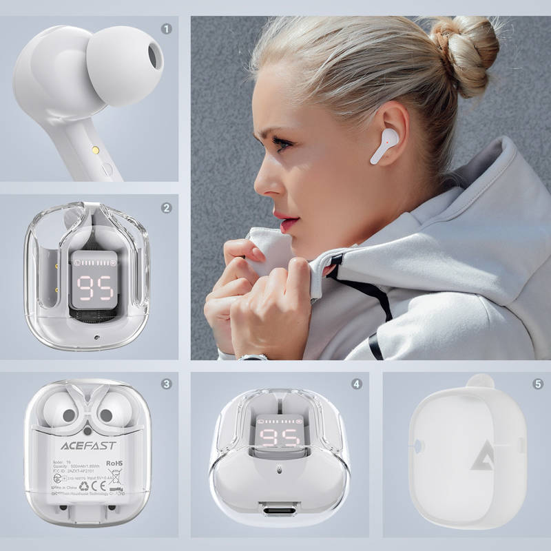 Acefast T6 Ακουστικά Bluetooth Transparent (modern gray)