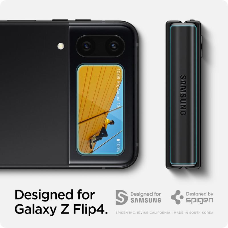 Spigen® GLAS.tR™ Rear Screen Ez Fit + Hinge Film (x2Pack) (Samsung Galaxy Z Flip 4) black