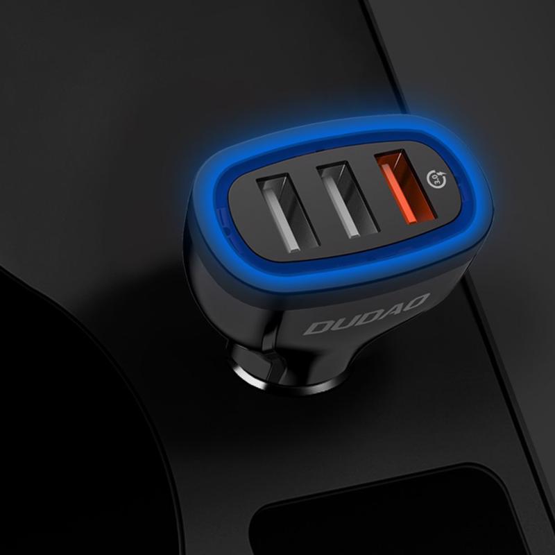 Dudao Car Charger 3x USB QC3.0 2.4A 18W black (R7S)