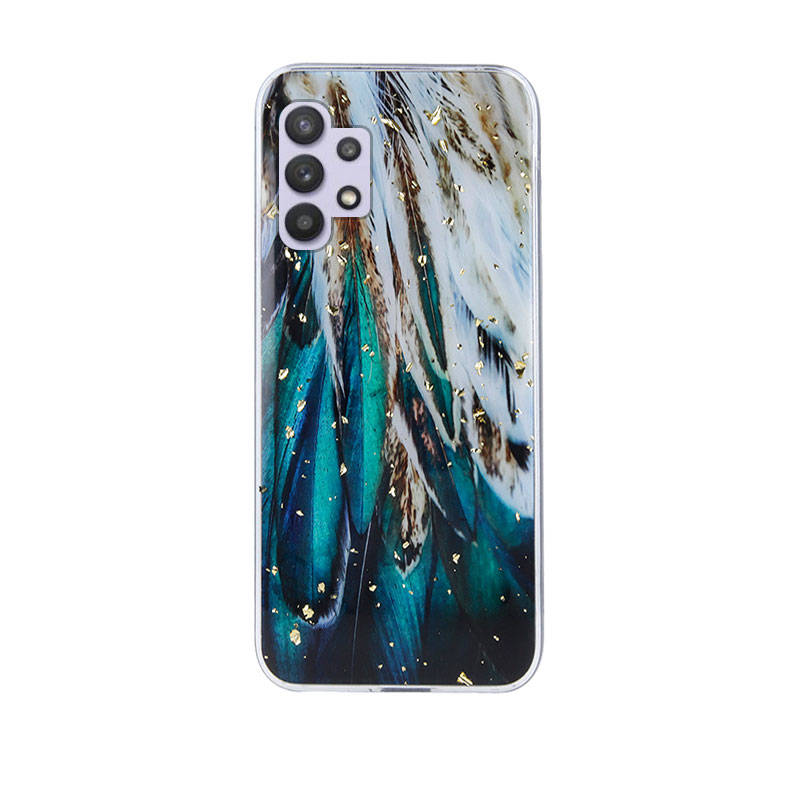 Gold Glam Back Cover Case (Samsung Galaxy A32 5G) feathers