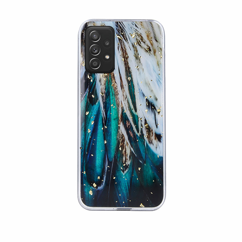 Gold Glam Back Cover Case (Samsung Galaxy A52 / A52s) feathers