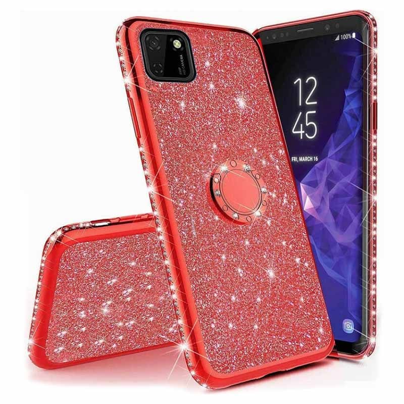 Diamond Ring Case Back Cover (Huawei Y5P) red