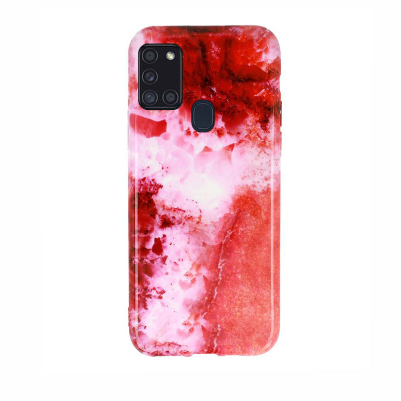 Marble Stone Case Back Cover (Samsung Galaxy A21S) design 5 red