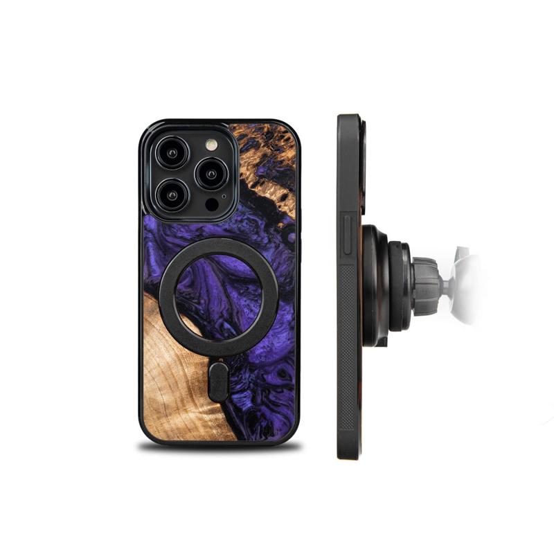 Bewood® Unique Violet Wood and Resin MagSafe Case (iPhone 15 Pro) purple