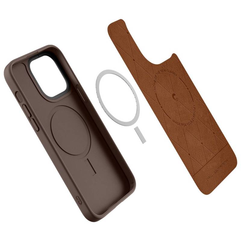 Spigen® Cyrill Kajuk MagFit Case ACS04881 Leather Case (iPhone 14 Pro Max) saddle brown