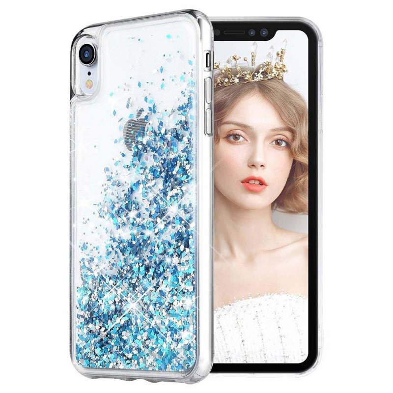 Liquid Crystal Glitter Armor Back Cover (Samsung Galaxy J6 Plus) blue