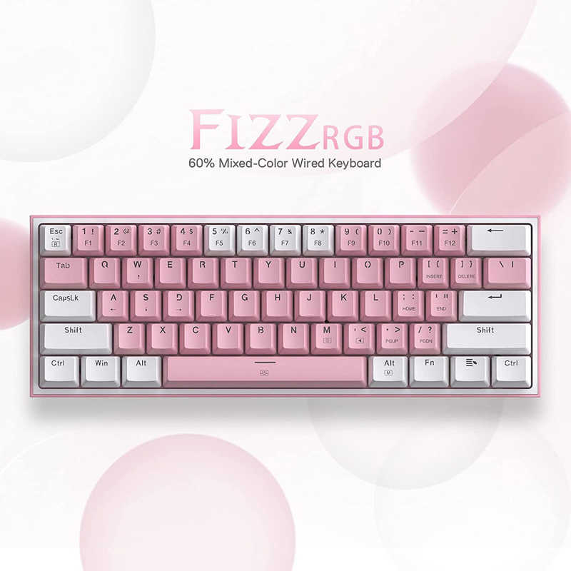 Redragon μηχανικό πληκτρολόγιο 60% K617 Fizz RGB (pink/white)