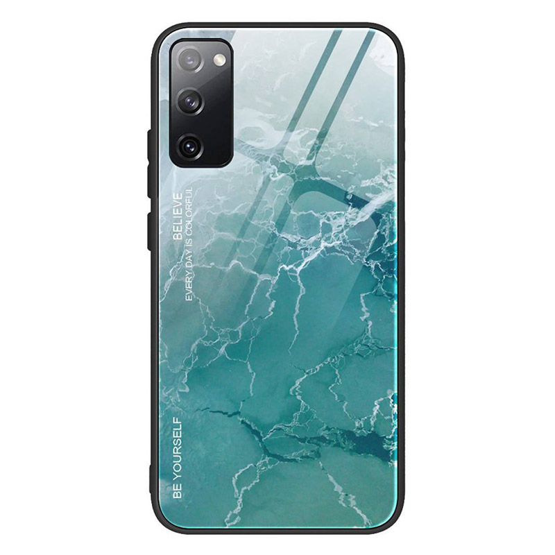 Marble Tempered Glass Case (Samsung Galaxy S20 FE) style D turquoise