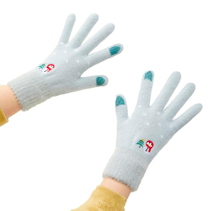Women's Snowman Χειμερινά Braided Πλεκτά Γάντια Touch (green)