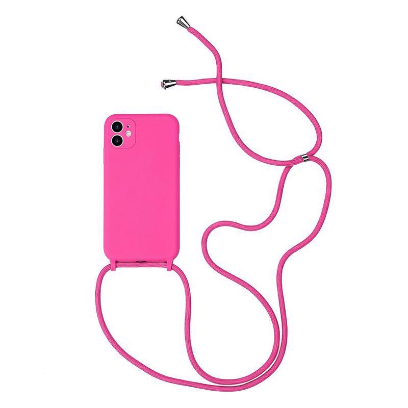 Colored Silicone Cord Case με Κορδόνι Back Cover (iPhone 11) pink