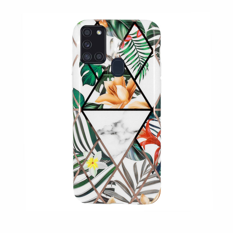 Cosmo Marmur Case Back Cover (Samsung Galaxy A21S) orange flower