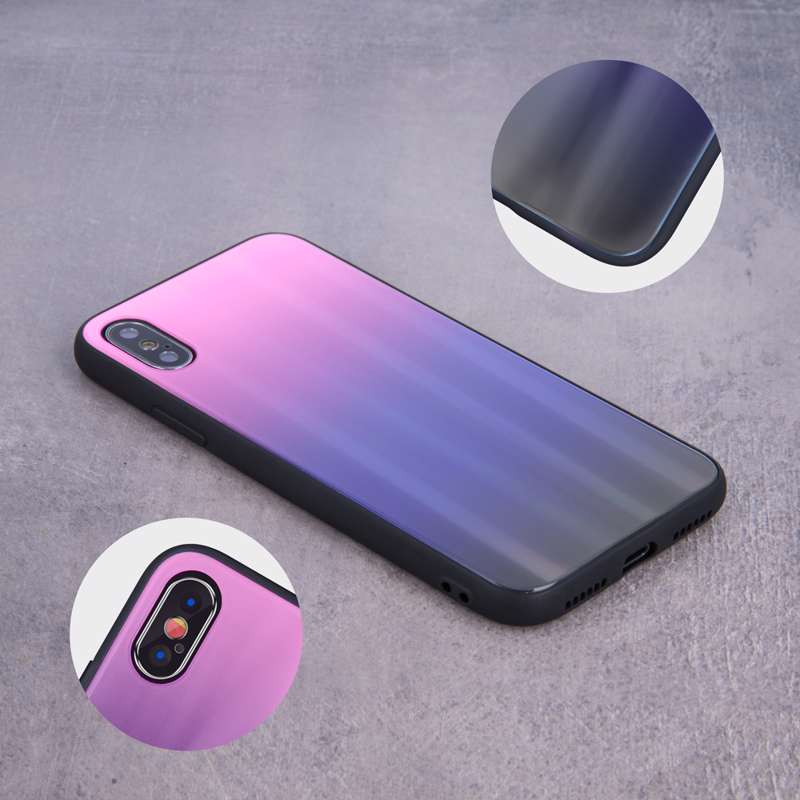 Aurora Glass Case Back Cover (iPhone 11) pink-black