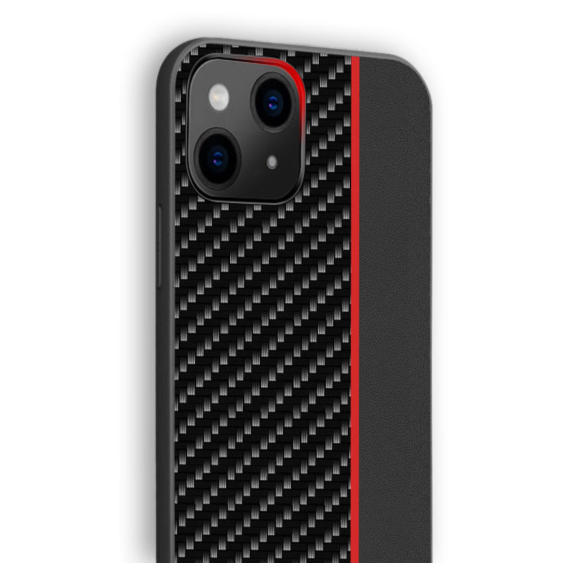 Carbon Leather TPU Case Back Cover (Xiaomi Redmi Note 11 / 11S 4G) black-red