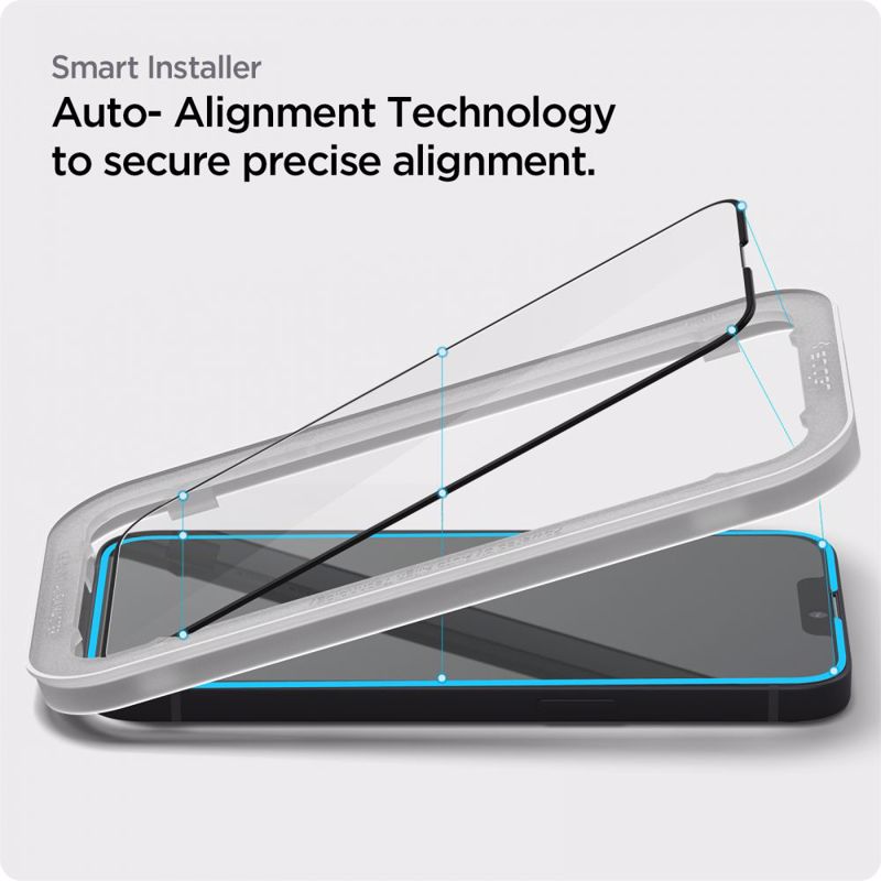 Spigen® GLAS.tR™ ALIGNmaster™ (x2Pack) Full Face Tempered (iPhone 14 / 13 / 13 Pro) black