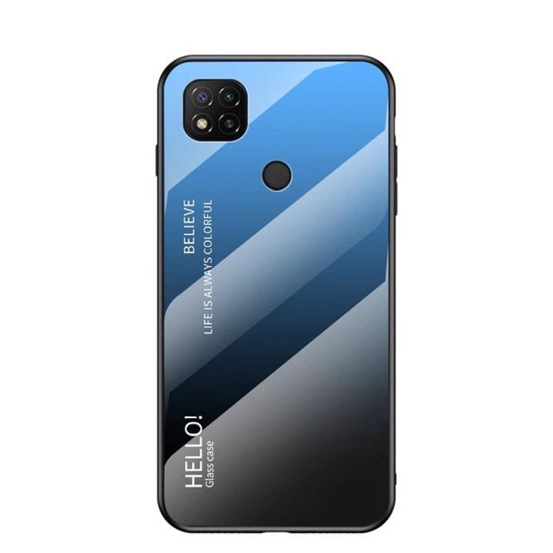 Tempered Glass Case Back Cover (Xiaomi Redmi 9C) black-blue