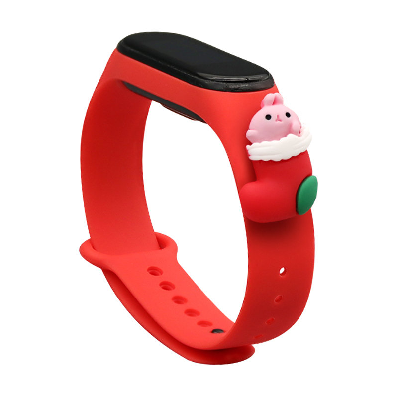 Christmas Strap Λουράκι Σιλικόνης (Xiaomi Mi Band 4 / 3) red-santa 1
