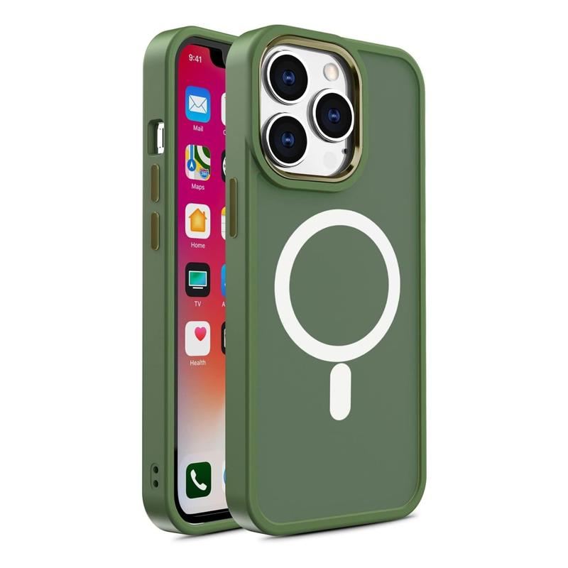 Color Matte Magnetic MagSafe Back Cover Case (iPhone 15 Pro Max) green