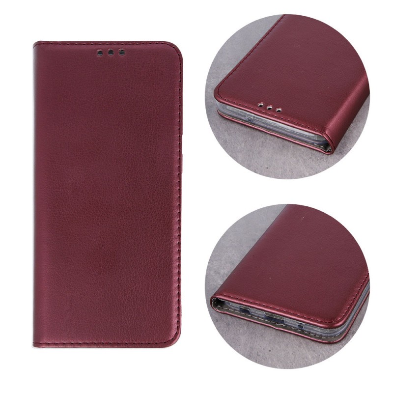 Smart Magnetic Leather Book Cover (Xiaomi Poco X4 Pro) burgundy