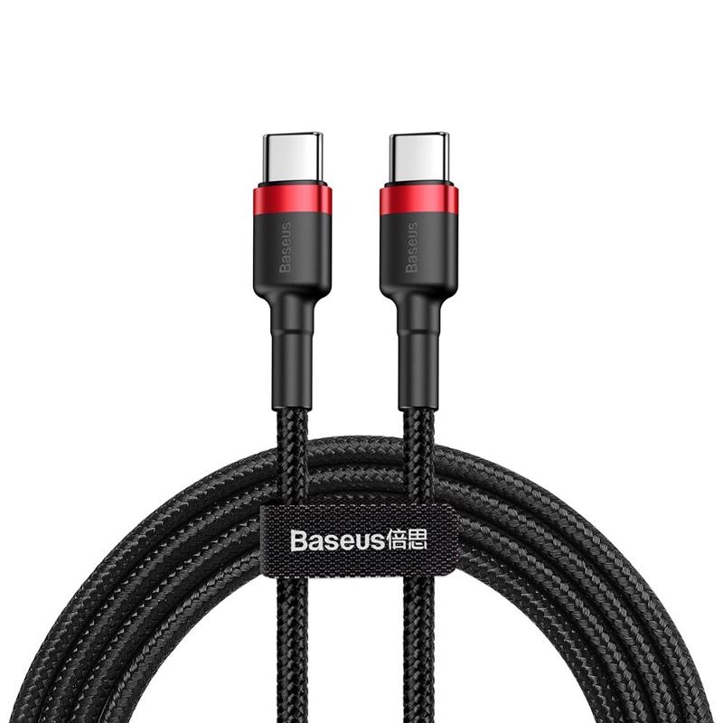 Baseus Cafule Cable Braided Type-C / Type-C PD 60W QC3.0 20V 3A 1m (CATKLF-G91) black-red