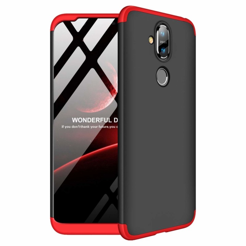 GKK 360 Full Body Cover (Nokia 8.1) black-red