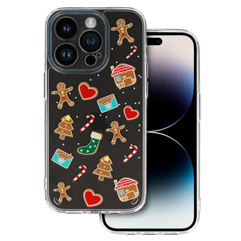 Christmas Back Cover Case (iPhone 14) D2 clear gingerbread cookies