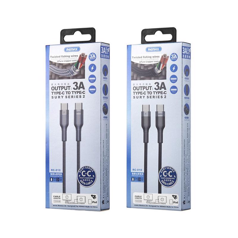 Remax Sury 2 Series Data Cable Braided Type-C / Type-C PD QC3.0 3A 18W 1m (RC-010) black