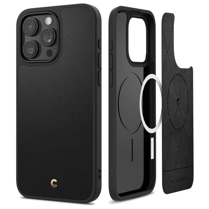 Spigen® Cyrill Kajuk MagFit Case Leather Case (iPhone 15 Pro Max) black