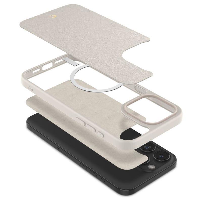 Spigen® Cyrill Kajuk MagFit Case Leather Case (iPhone 15 Pro) cream