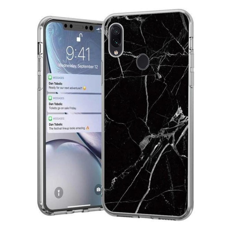 Wozinsky Marble Case Back Cover (Xiaomi Redmi Note 7) black