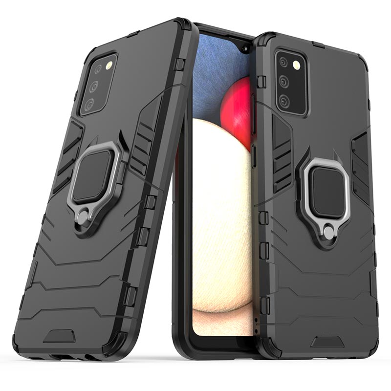 Finger Ring Rugged Case Back Cover (Samsung Galaxy A02s) black