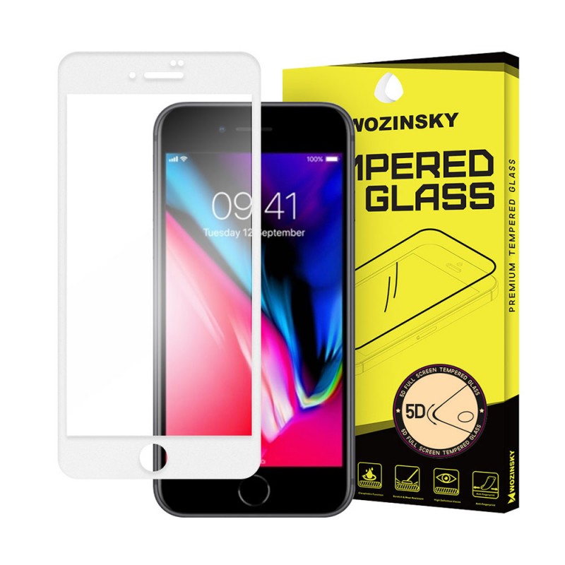 Wozinsky PRO+ Tempered Glass 5D Full Glue And Coveraged (iPhone SE 2 / 8 / 7) white