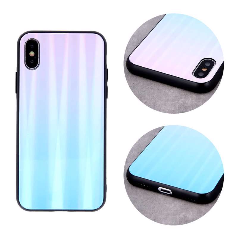 Aurora Glass Case Back Cover (Samsung Galaxy A02S) blue-pink