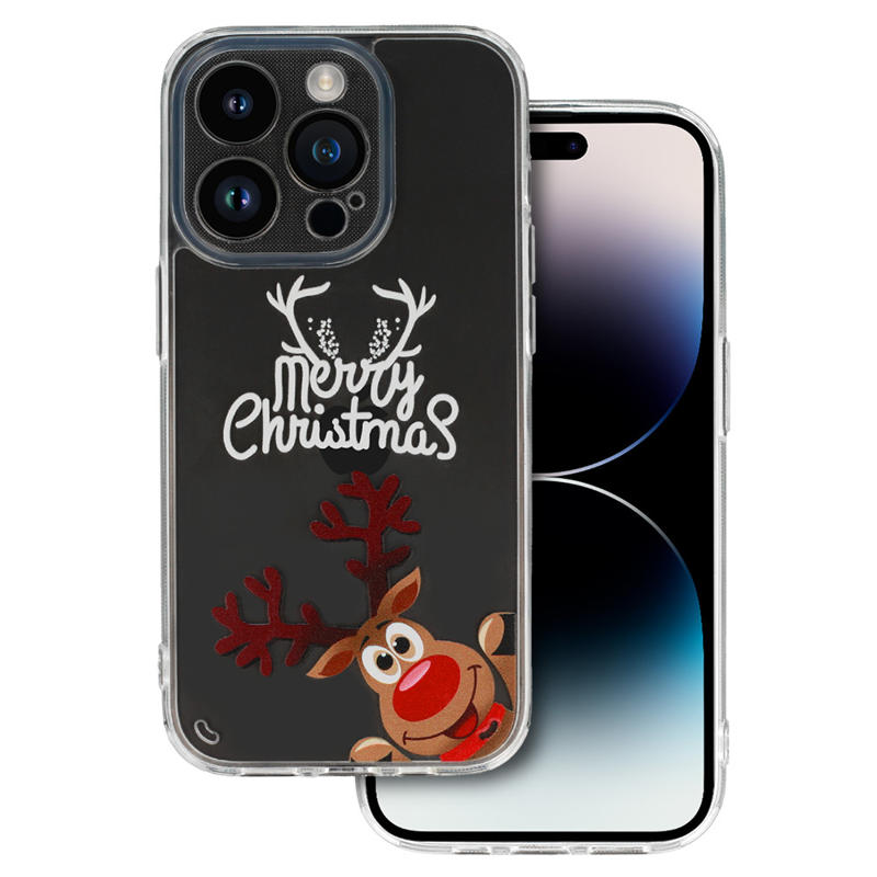 Christmas Back Cover Case (iPhone 15) D1 clear reindeer