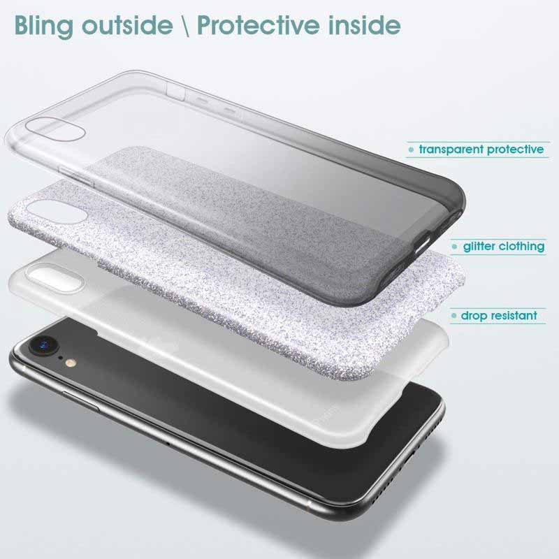 Glitter Shine Case Back Cover (Samsung Galaxy A6 2018) smoked-black