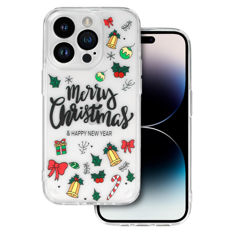Christmas Back Cover Case (iPhone 14) D3 clear green ornaments