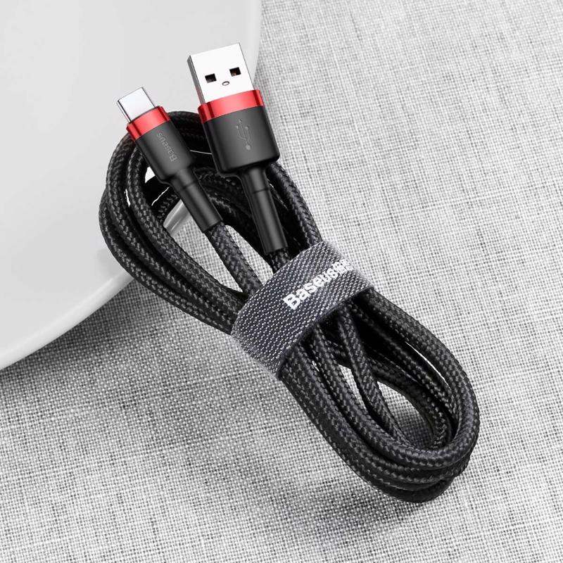 Baseus Cafule Data Cable Braided Type-C QC3.0 3A 1m (CATKLF-B91) black-red