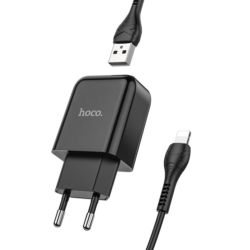 Hoco Wall Charger N2 Vigour 2A with Lightning Cable (black)