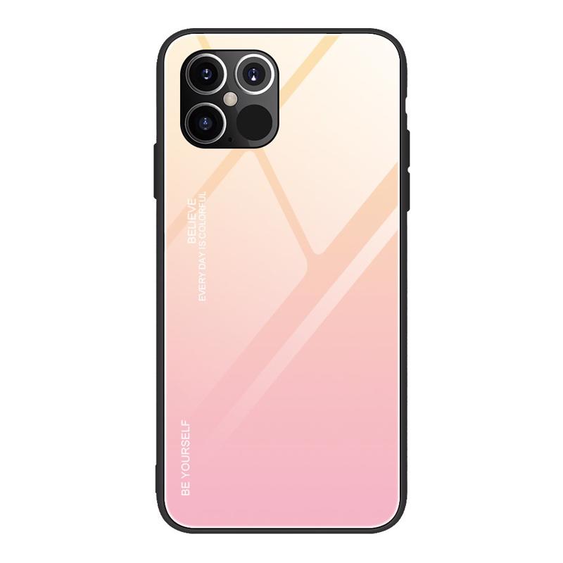 Tempered Glass Case Back Cover (iPhone 12 Pro Max) pink