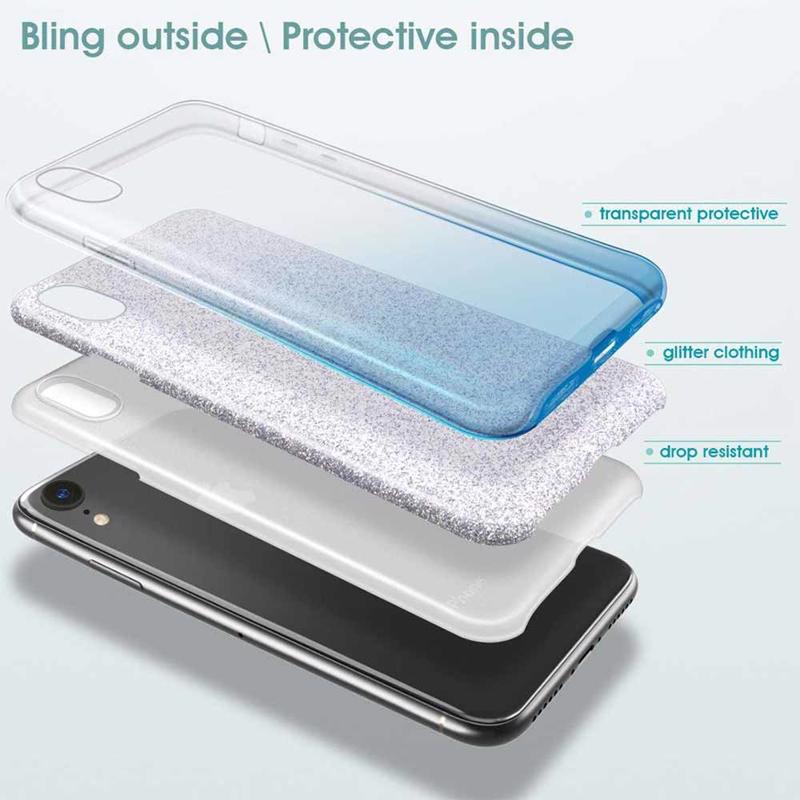 Glitter Shine Case Back Cover (Huawei Y6p) silver-blue