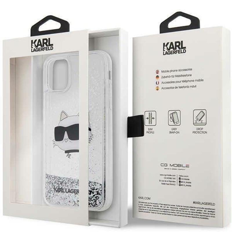 Karl Lagerfeld® Liquid Glitter Choupette Case (iPhone 11 / XR) silver-silver