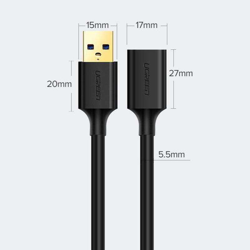 Ugreen Extension Cable Καλώδιο Επέκτασης USB 3.0 (female) - (male) 1.5m (black)